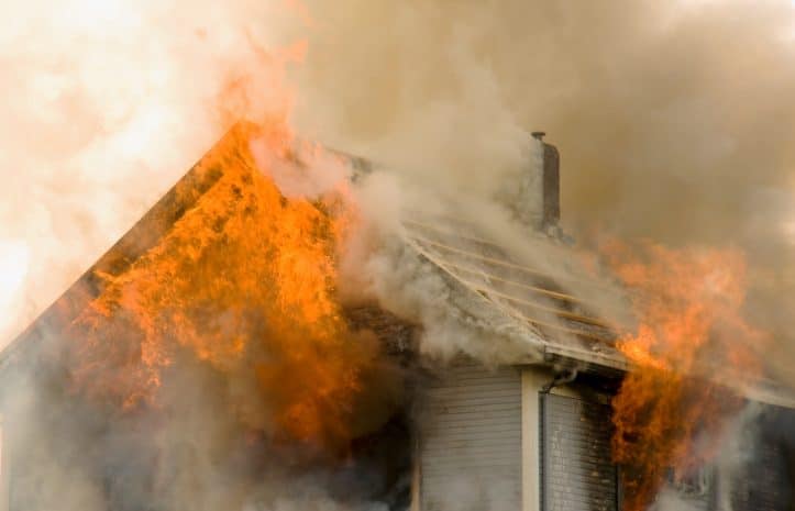 Arson defense- Image of burning home