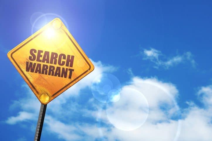 Cpourts issuing search warrants- Image of search warrant sign