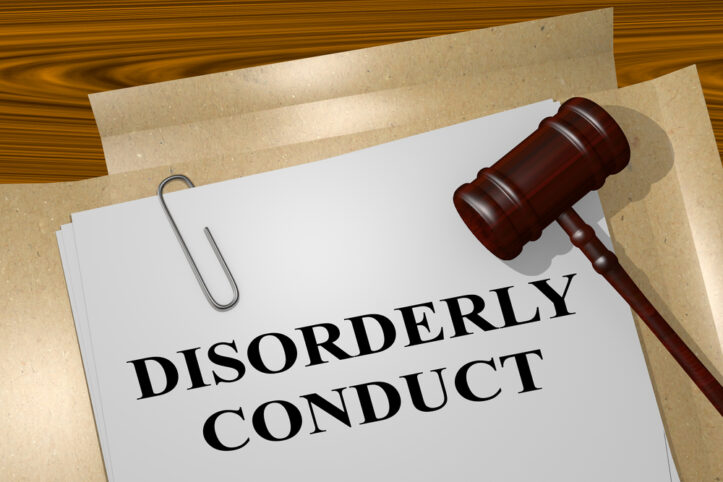 Disorderly conduct- Fairfax criminal lawyer defends against it- Image of disorderly conduct phrase