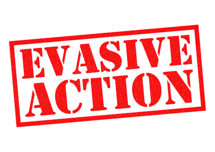 Evading police can be factor to allow a Virginia detention- Image of phrase evasive action