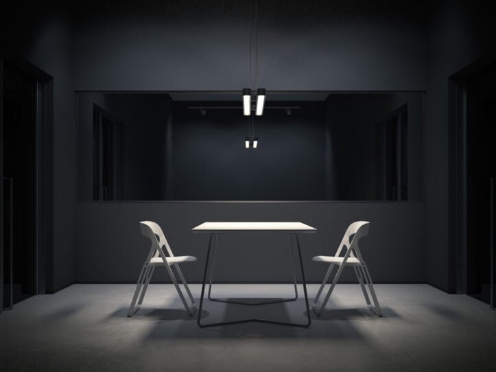 Police tactics for confessions- Fairfax criminal lawyer says beware- Image of police interrogation room