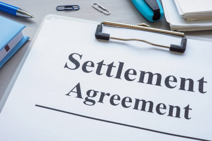 Settlements are earned but not owed says Fairfax criminal lawyer- Image of settlement agreement