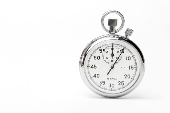 Timely hiring your lawyer- Image of stopwatch