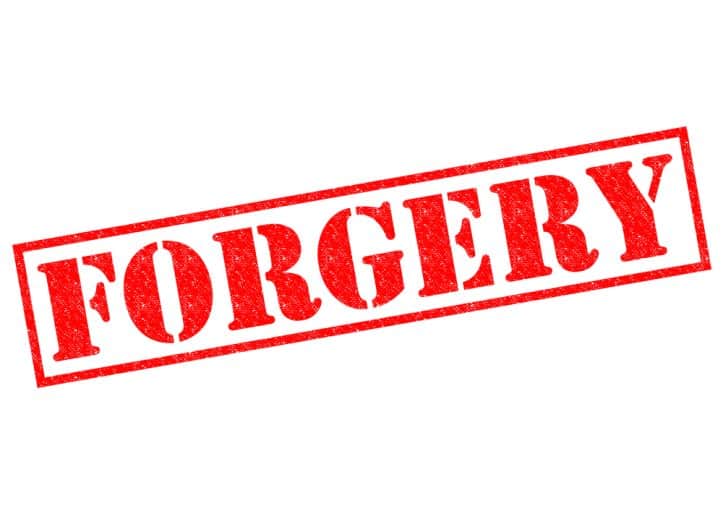 Virginia police untruths- Forgery sign